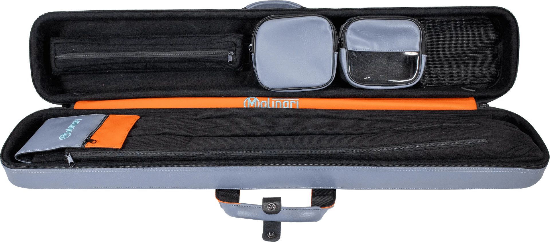 Molinari Flat Butterfly 3x6 Hard Cue Case - Gray / Orange
