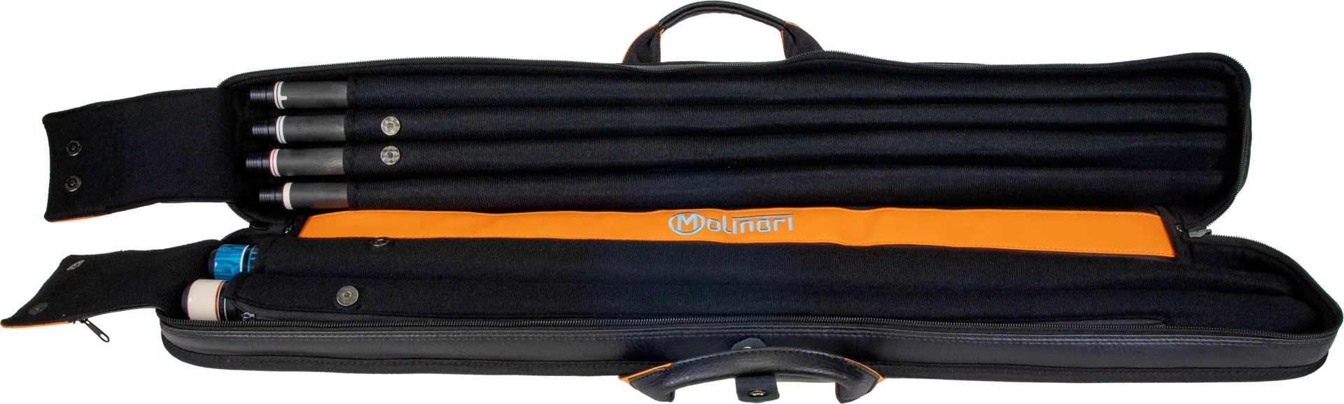 Molinari Classic Butterfly 2x4 Soft Cue Case - Black / Orange