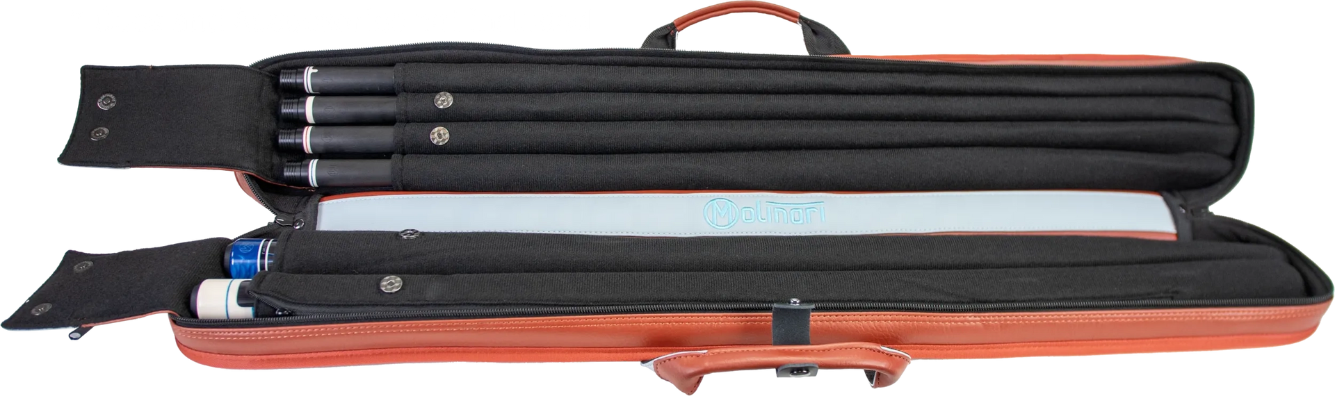 Molinari Classic Butterfly 2x4 Soft Cue Case - Brown / Light Blue