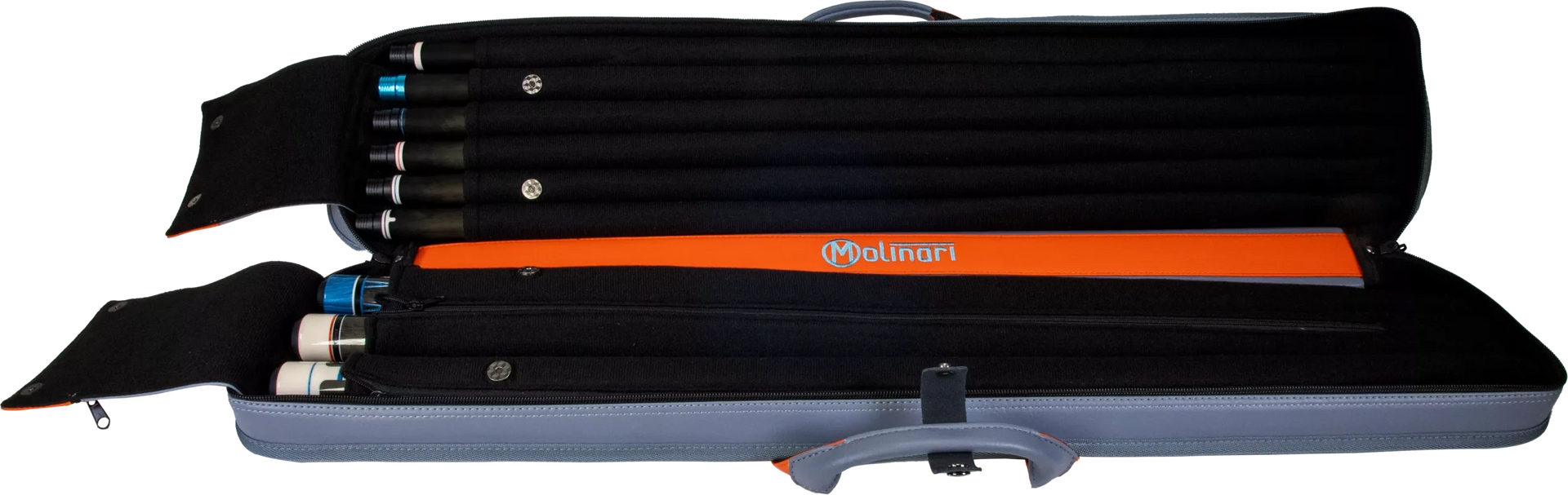 Molinari Classic Butterfly 3x6 Soft Cue Case - Gray / Orange