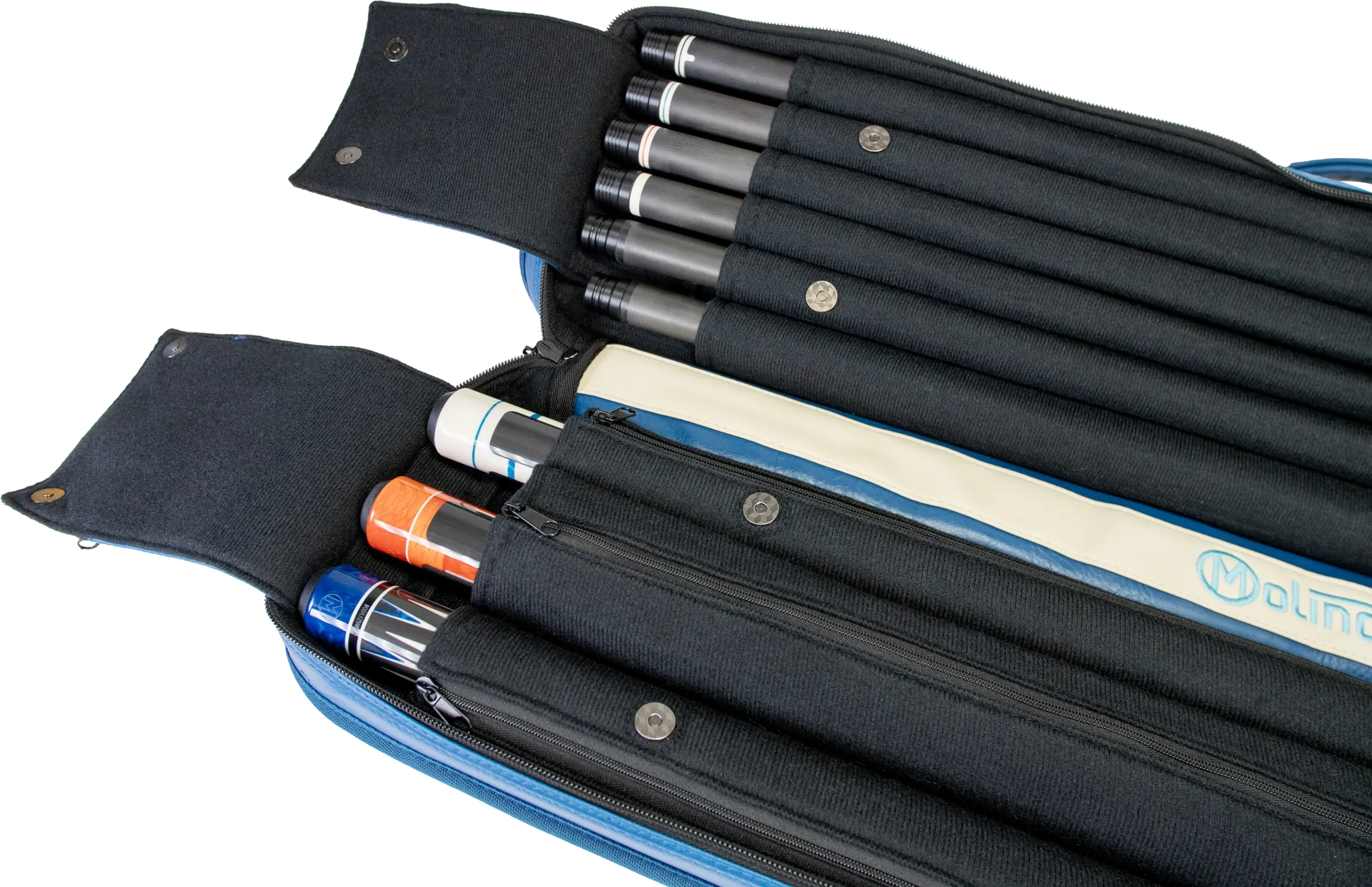 Molinari Classic Butterfly 3x6 Soft Cue Case - Blue / Biege