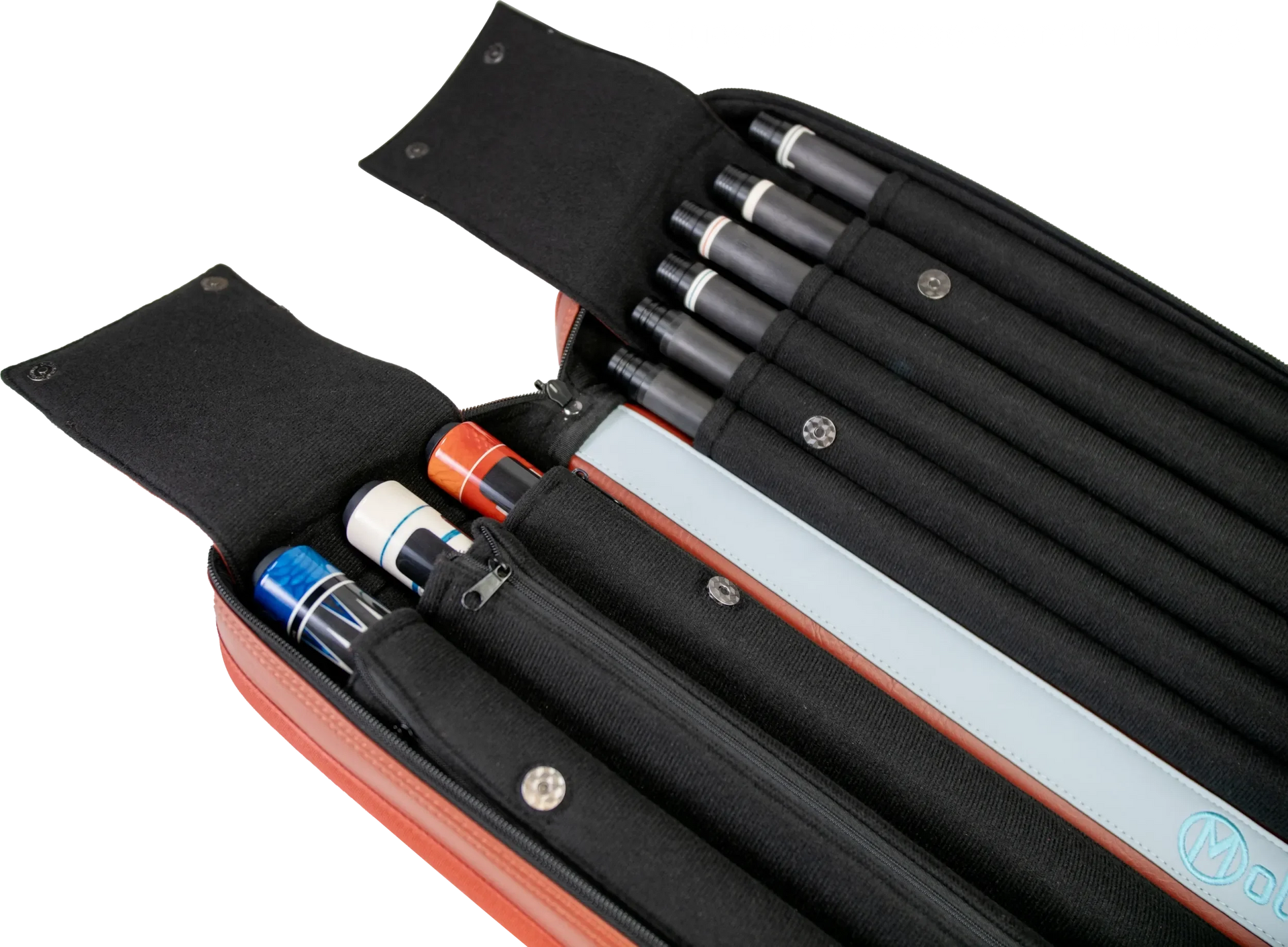 Molinari Classic Butterfly 3x6 Soft Cue Case - Brown / Light Blue