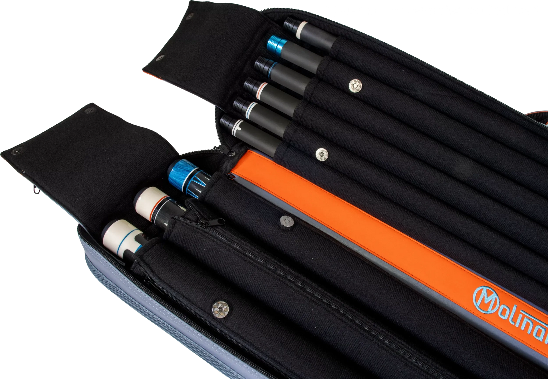 Molinari Classic Butterfly 3x6 Soft Cue Case - Gray / Orange