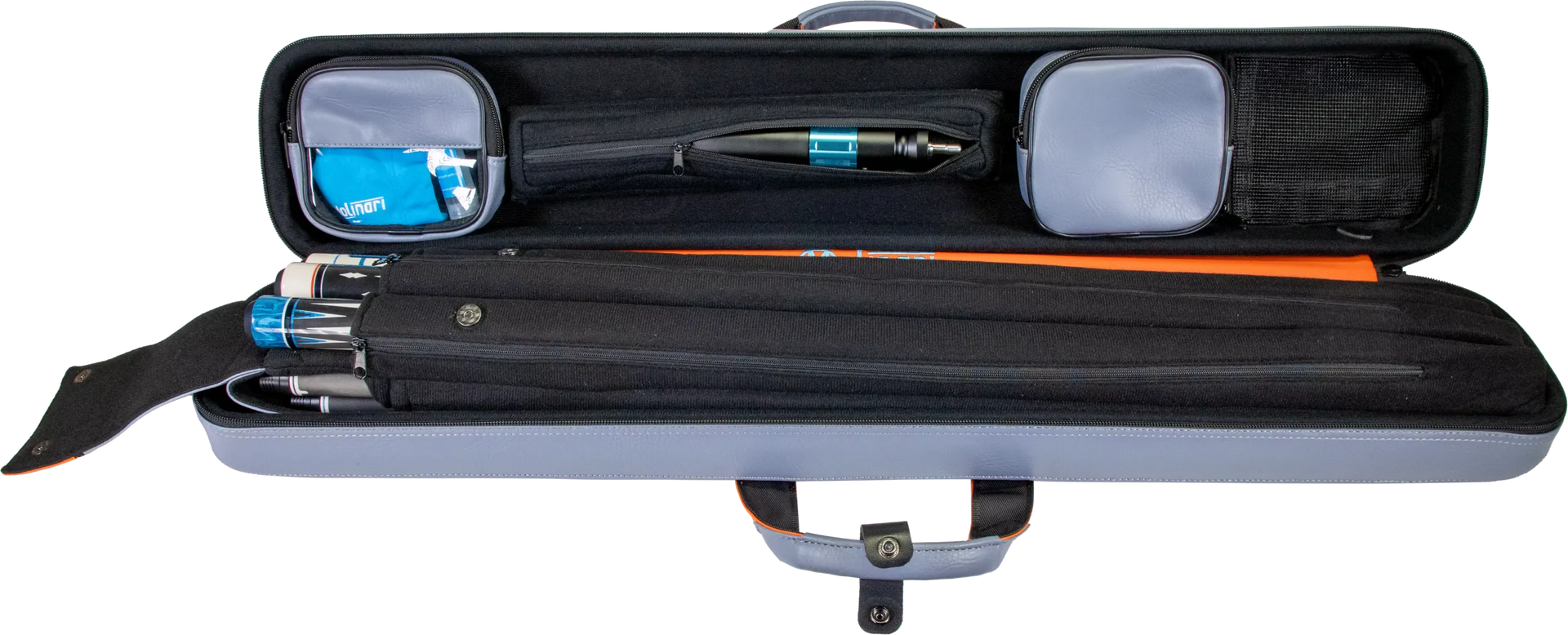 Molinari Flat Butterfly 3x6 Hard Cue Case - Gray / Orange