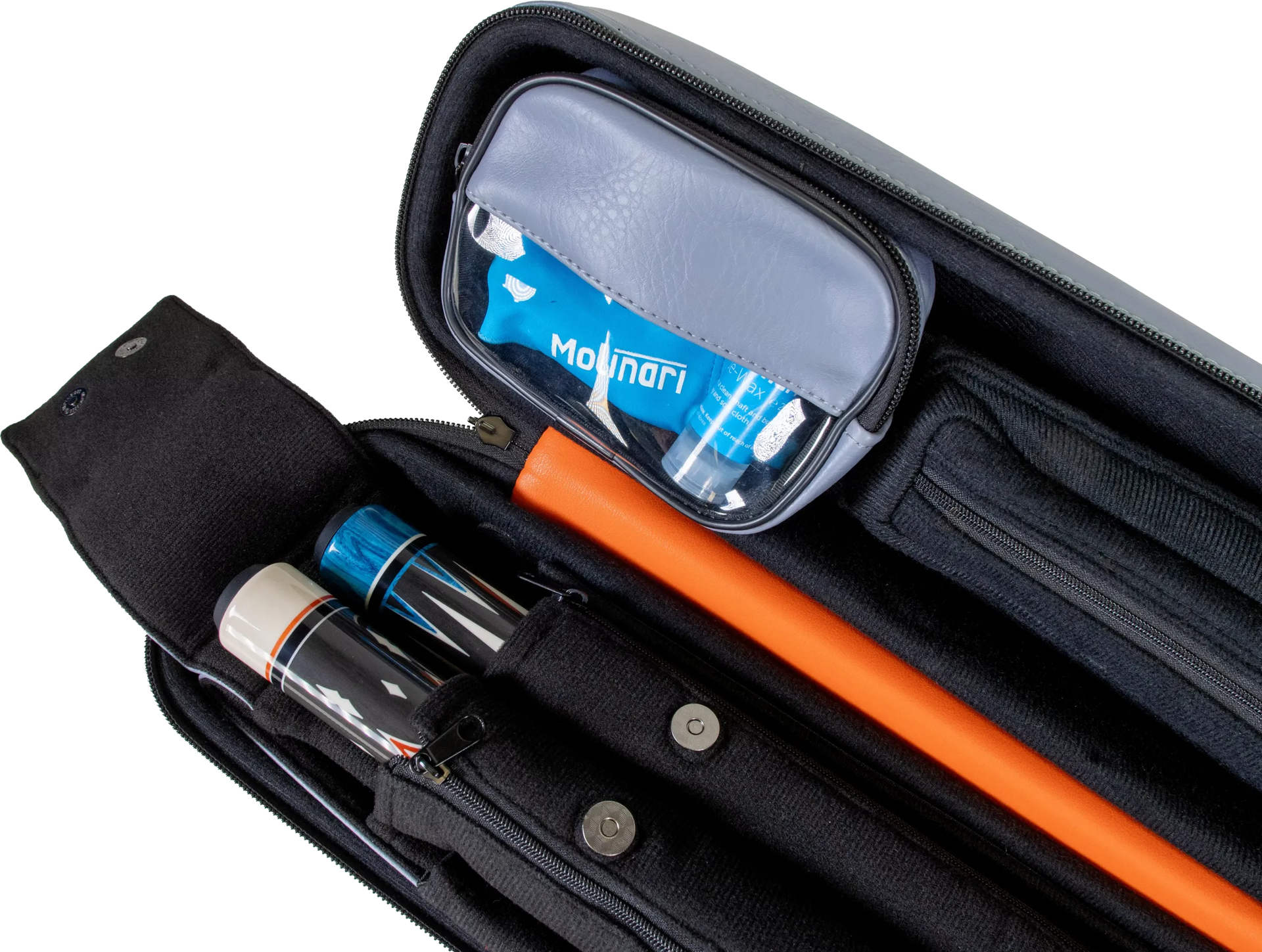 Molinari Flat Butterfly 2x4 Soft Cue Case - Gray / Orange
