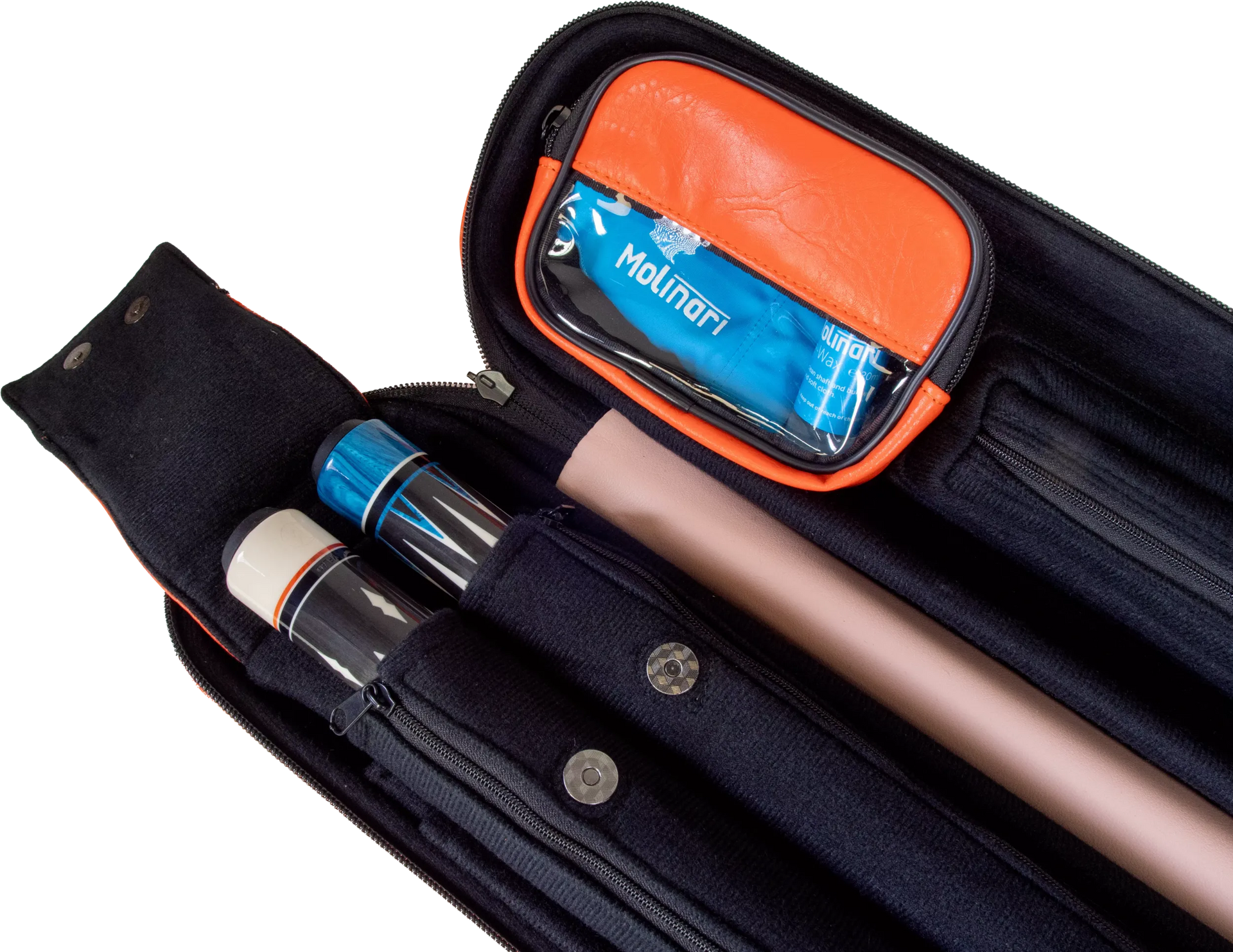 Molinari Flat Butterfly 2x4 Soft Cue Case - Orange / Light Pink