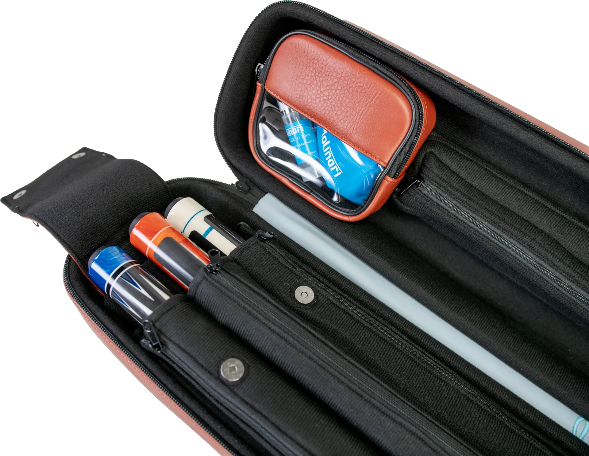 Molinari Flat Butterfly 3x6 Hard Cue Case - Brown / Light Blue