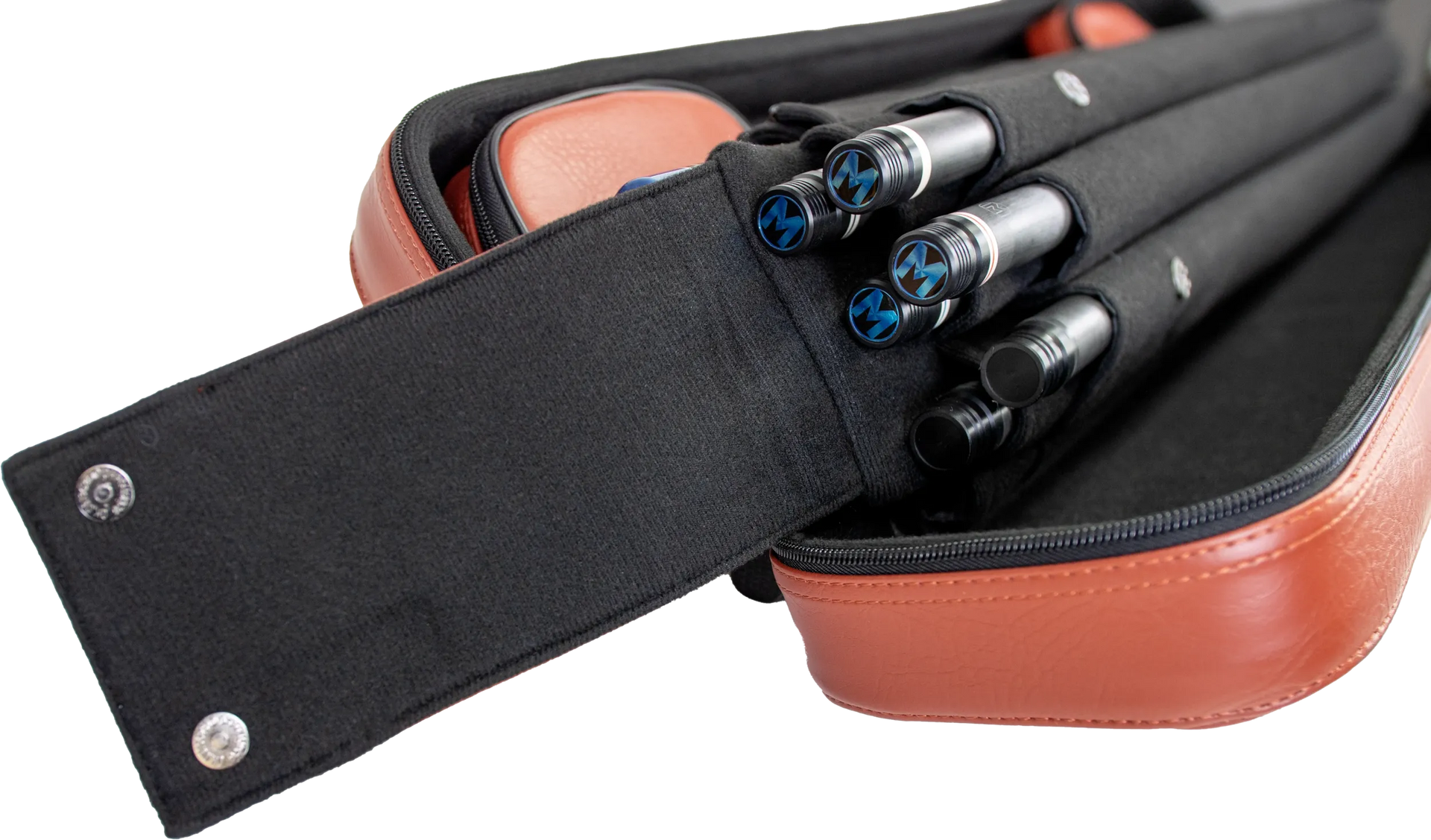 Molinari Flat Butterfly 3x6 Hard Cue Case - Brown / Light Blue