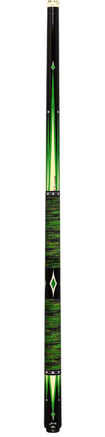 Jacoby Limited Edition Raven Pool Cue with Stacked Leather Wrap - 0917-52SWGRN