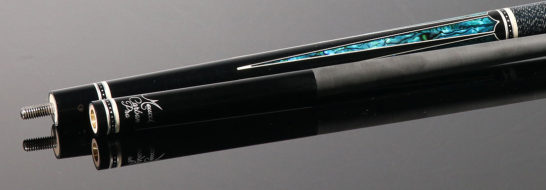 Meucci Ultra Piston 4 Ebony Stain with Abalone Points Pool Cue with Pro Carbon Shaft - UP-4MC