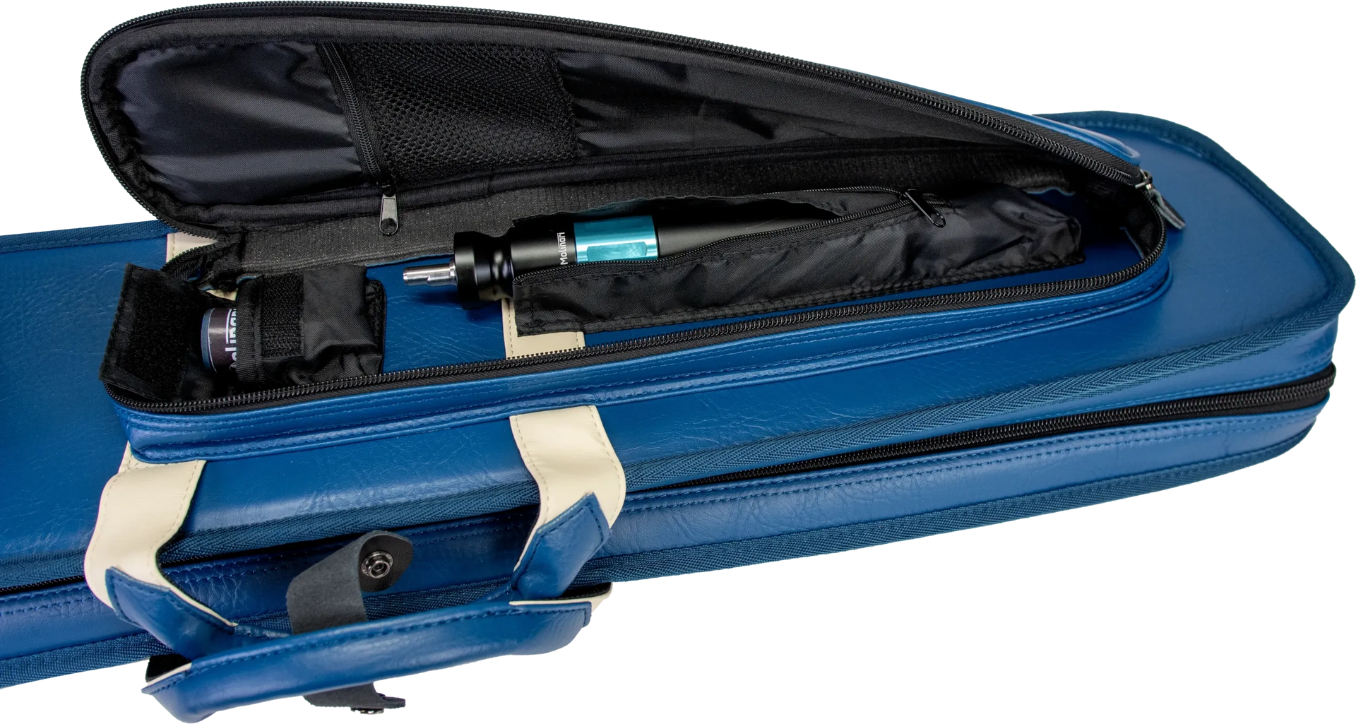 Molinari Classic Butterfly 3x6 Soft Cue Case - Blue / Biege