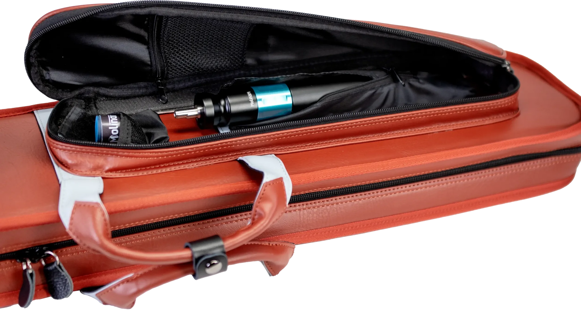 Molinari Classic Butterfly 3x6 Soft Cue Case - Brown / Light Blue