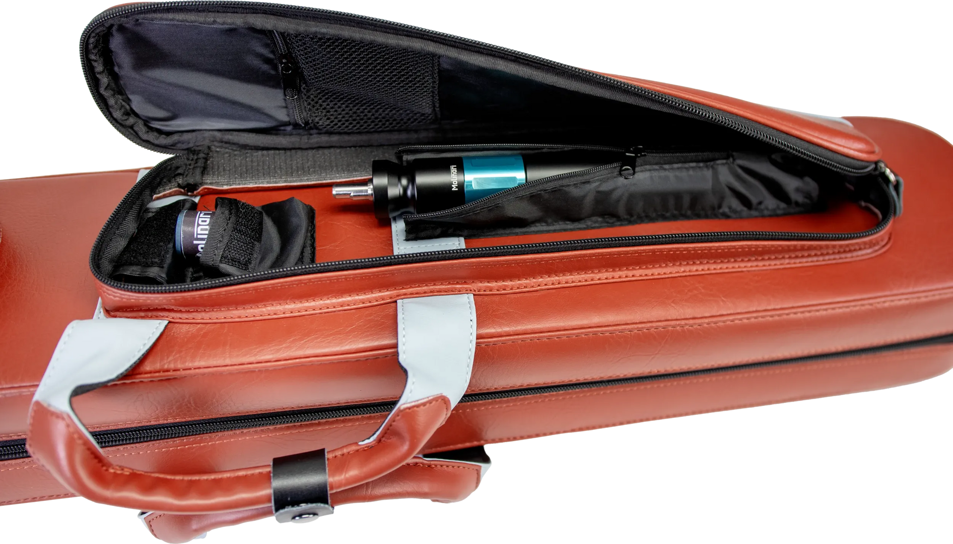 Molinari Flat Butterfly 3x6 Hard Cue Case - Brown / Light Blue