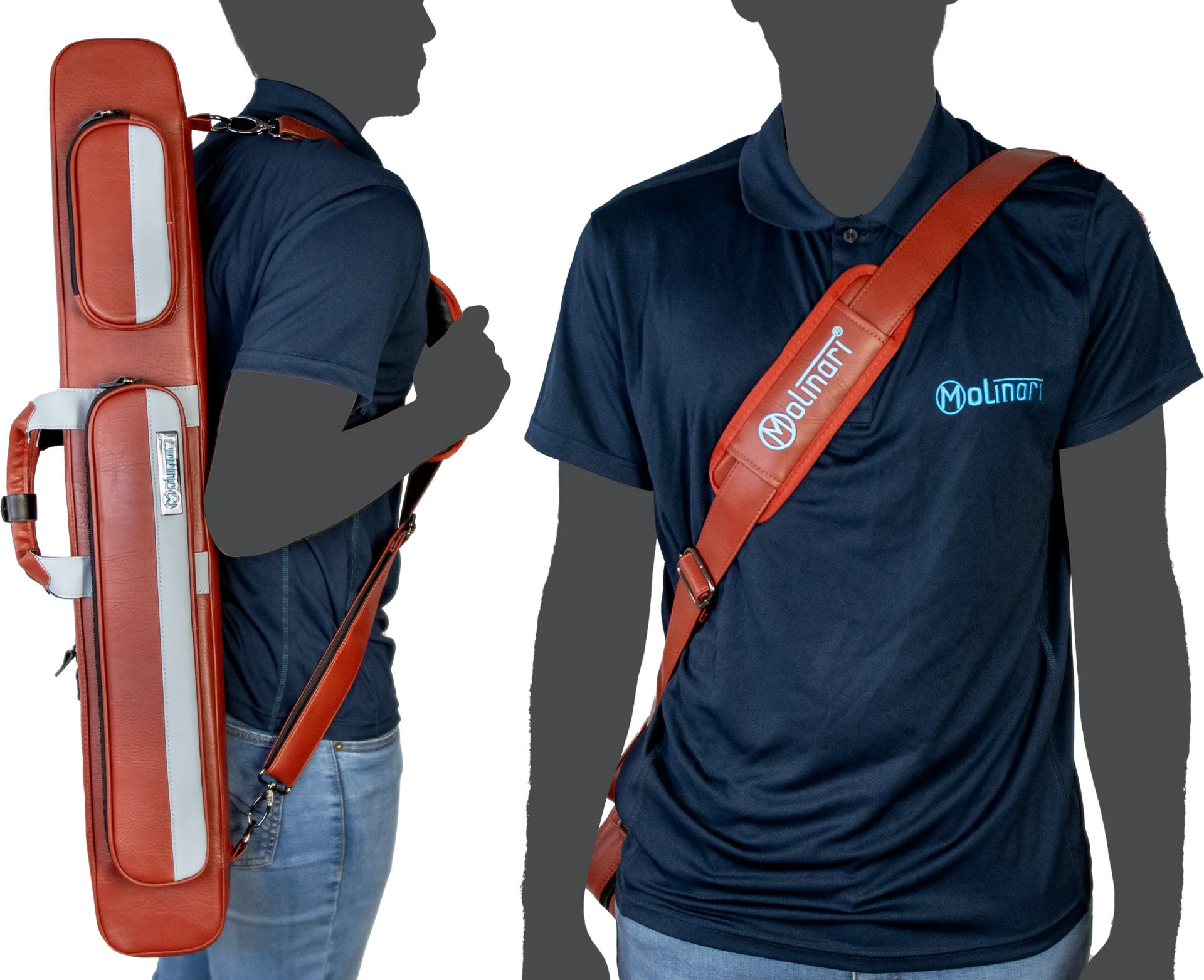 Molinari Flat Butterfly 2x4 Soft Cue Case - Brown / Light Blue
