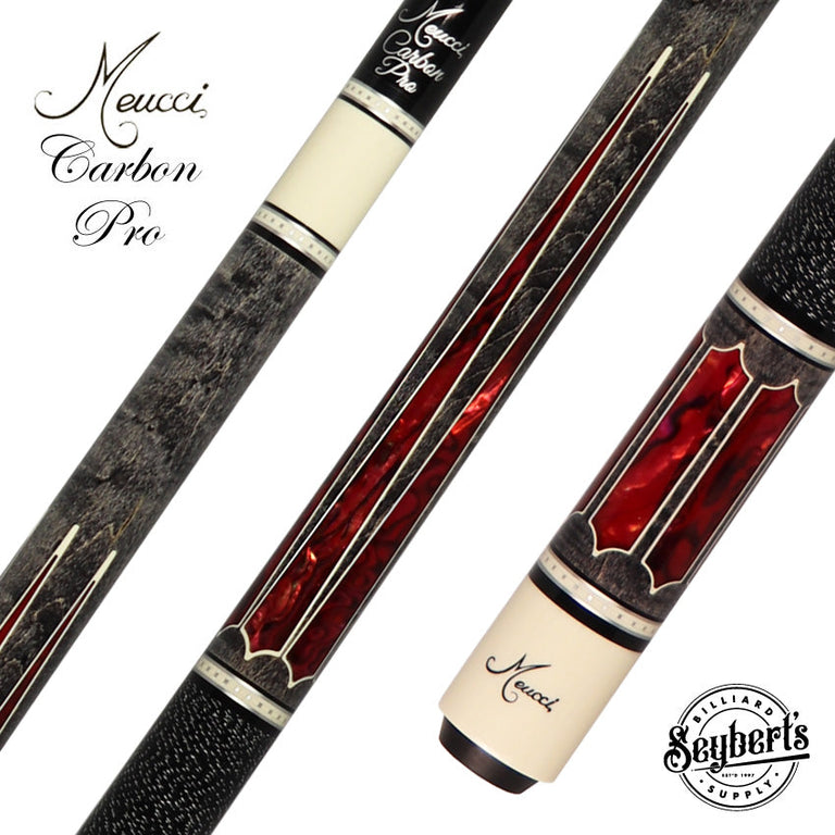 Meucci Century Series 2020GYRDBKWHC Pool Cue - Gray - Red Pearl - Black/White Wrap with Carbon Shaft
