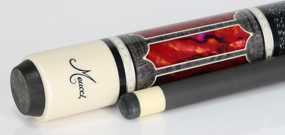 Meucci Century Series 2020GYRDBKWHC Pool Cue - Gray - Red Pearl - Black/White Wrap with Carbon Shaft