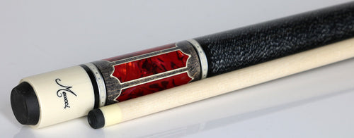 Meucci 2020 Gray - Red Pearl - Black/White Wrap Pool Cue with Pro Shaft - 2020GYRDBKWHP 3