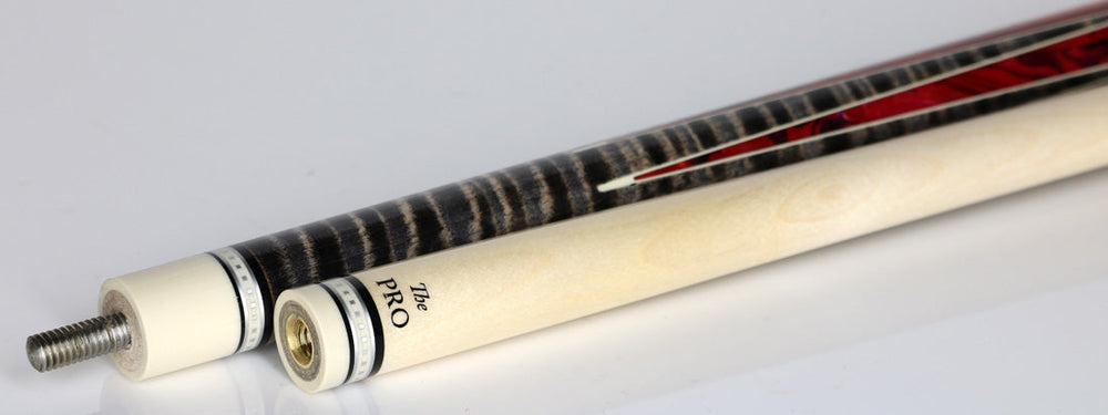 Meucci 2020 Gray - Red Pearl - Black/White Wrap Pool Cue with Pro Shaft - 2020GYRDBKWHP
