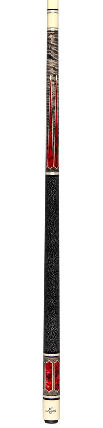 Meucci 2020 Gray - Red Pearl - Black/White Wrap Pool Cue with Pro Shaft - 2020GYRDBKWHP