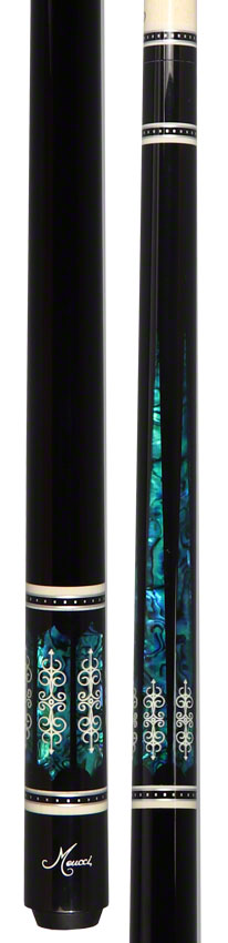 Meucci Century Series 2103BKTURBKP Pool Cue - Black - Turq Pearl - Black Wrap Pool Cue with Pro Shaft