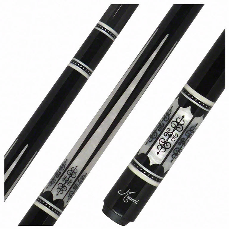 Meucci 21st Century 3 Black - MOP - Black Wrap Pool Cue with Carbon Shaft - 2103BKMOPBKC