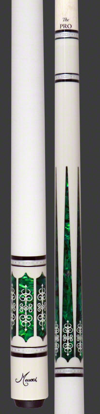 21st Century #3 Meucci Cue - White - Green Pearl - White Wrap - Pro Shaft