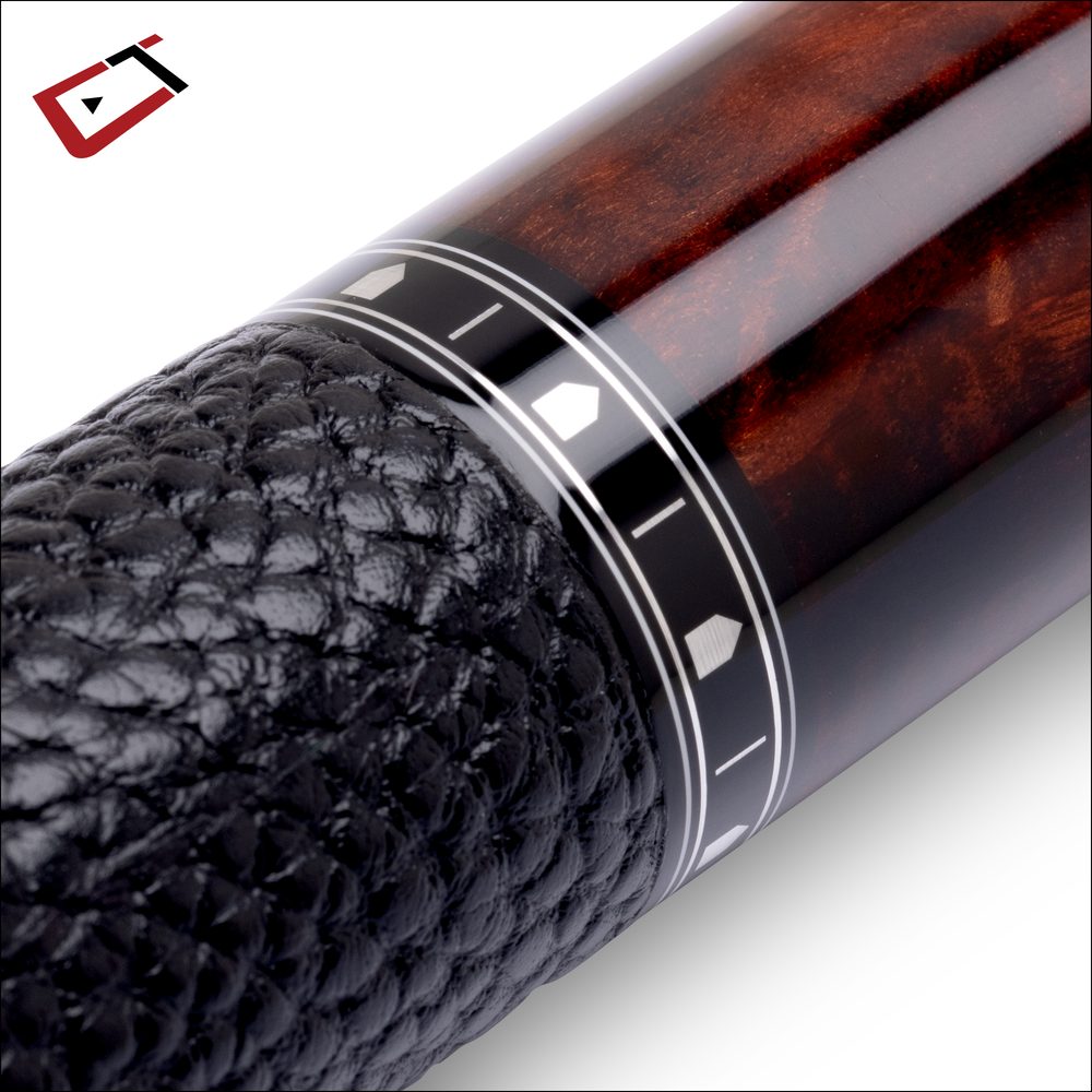 Cuetec 95-112LTW Cynergy Truewood Mappa Burl 2 Leather Wrap Play Cue - 12.5mm