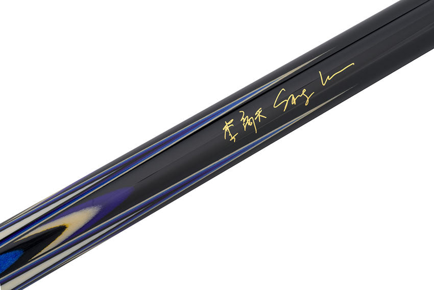 Predator Sang Lee 2-3 Black with Blue / Maple / Ebon / Purple / Ivorine Butterfly Points Limited Edition Pool Cue - Radial with Luxe Leather Wrap
