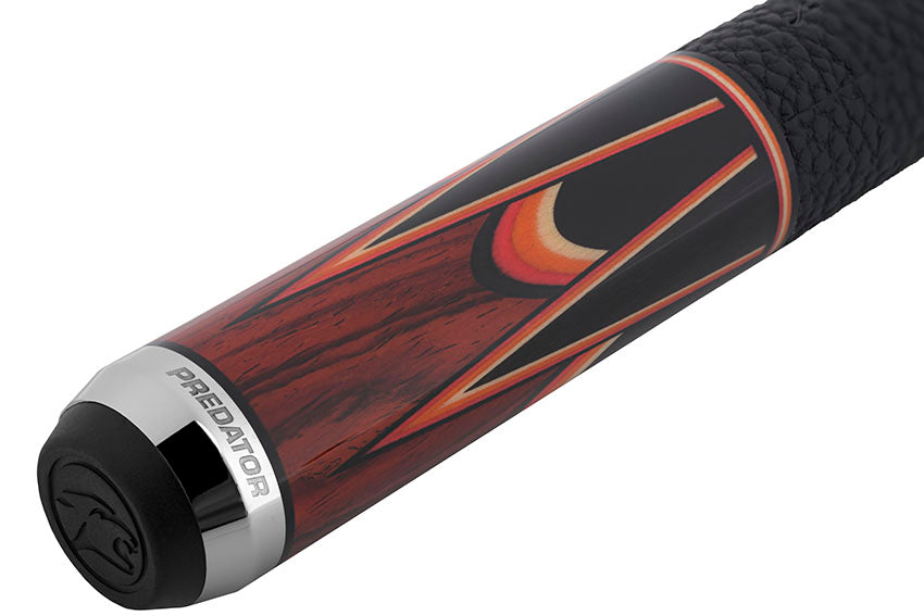 Predator Sang Lee 2-4 Cocobolo with Black / Red / Orange / Maple / Ebony Butterfly Points Limited Edition Pool Cue - Radial with Luxe Leather Wrap