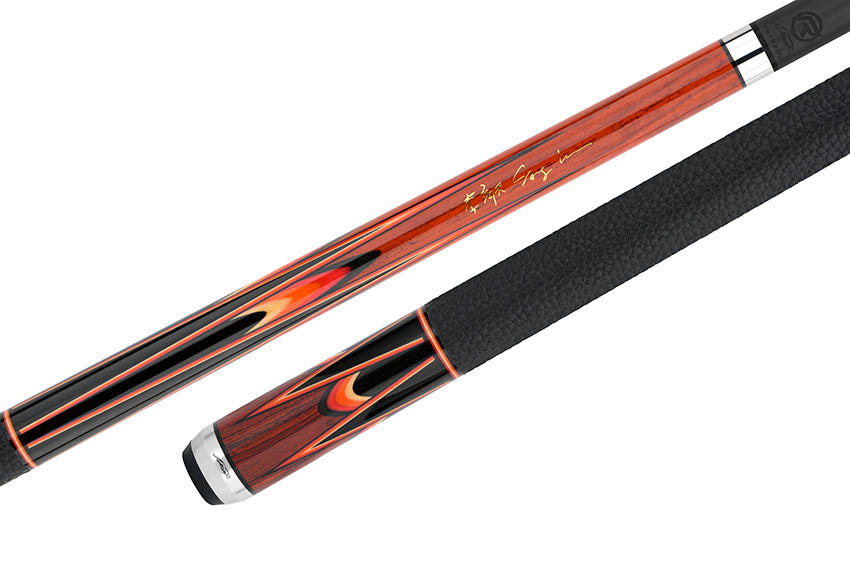 Predator Sang Lee 2-4 Cocobolo with Black / Red / Orange / Maple / Ebony Butterfly Points Limited Edition Pool Cue - Radial with Luxe Leather Wrap