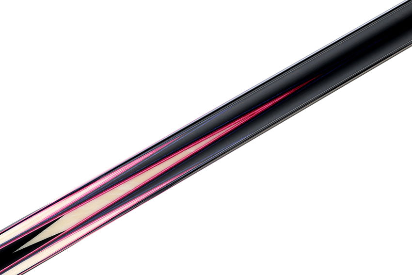 Predator Truesplice 16 Ebony Forearm with Purple and Pink Veneers Pool Cue with Lizard Wrap - Radial