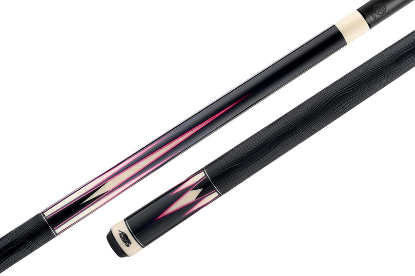 Predator Truesplice 16 Ebony Forearm with Purple and Pink Veneers Pool Cue with Lizard Wrap - Radial