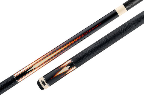 Predator Truesplice 16 Ebony Forearm with Red, Orange and Yellow Veneers Pool Cue with Lizard Wrap - Radial 8