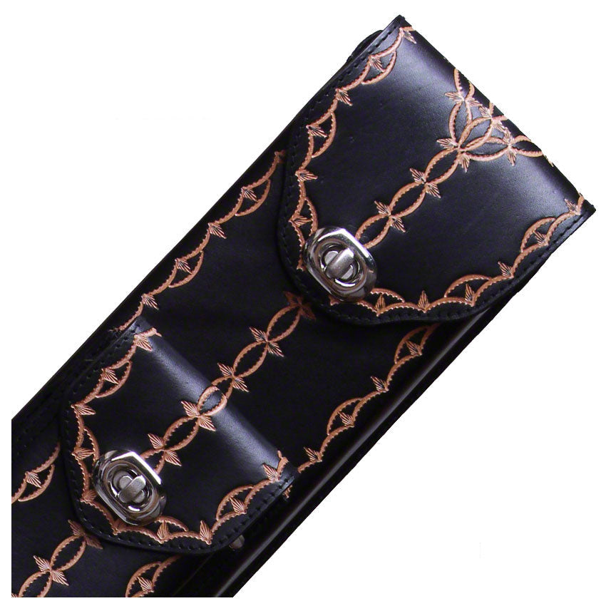Instroke FIT-A Series 2x4 Pool Cue Case - Black Hand Tooled