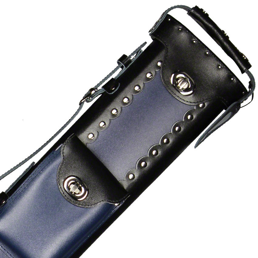 Instroke Geo Series 2x4 Leather Pool Cue Case - Black/Blue