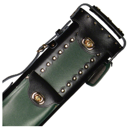 Instroke Geo Series 2x4 Leather Pool Cue Case - Black/Green 1
