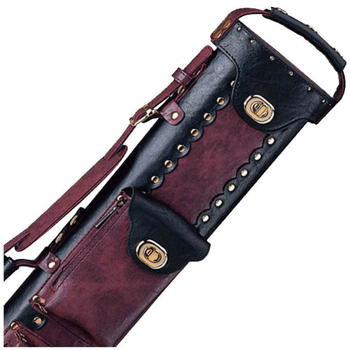 Instroke Vinyl Cowboy Series 2x4 Leather Pool Cue Case - Black/Burgundy 1