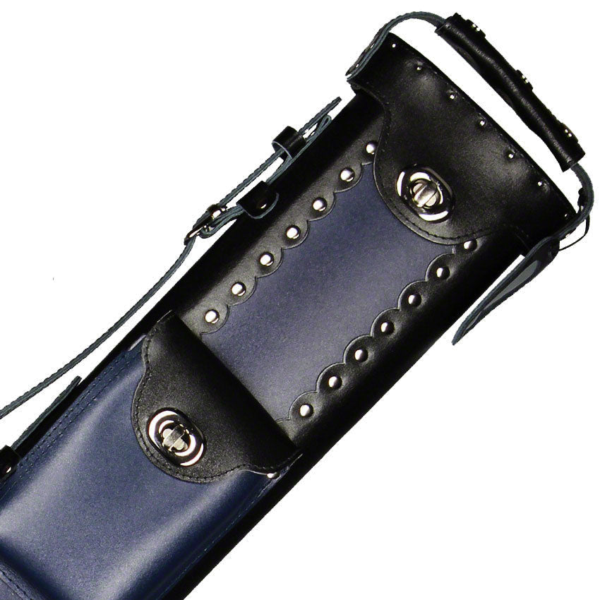 Instroke Geo Series 2x3 Leather Pool Cue Case - Black/Blue