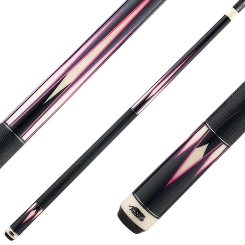Predator Truesplice 16 Ebony Forearm with Purple and Pink Veneers Pool Cue with Lizard Wrap - Radial 1