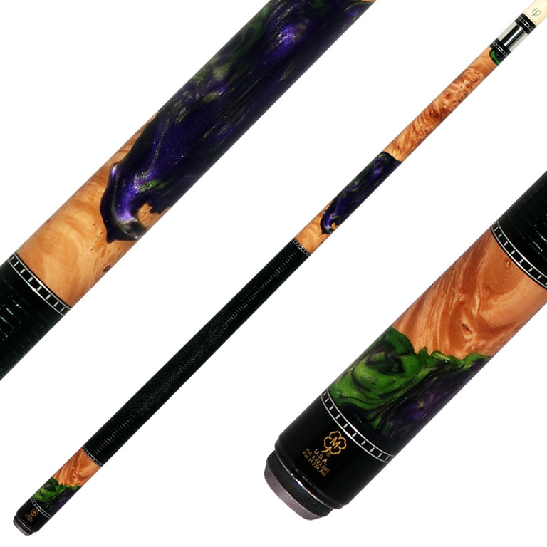 McDermott H1453 H-Series Pool Cue - Zombie Night ShokWood with Lizard Leather Wrap