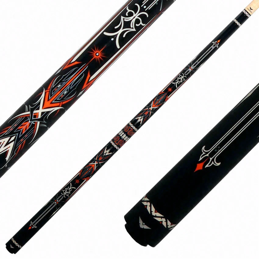 Cueroc Storm 1 Black and Orange Graphic No Wrap Pool Cue