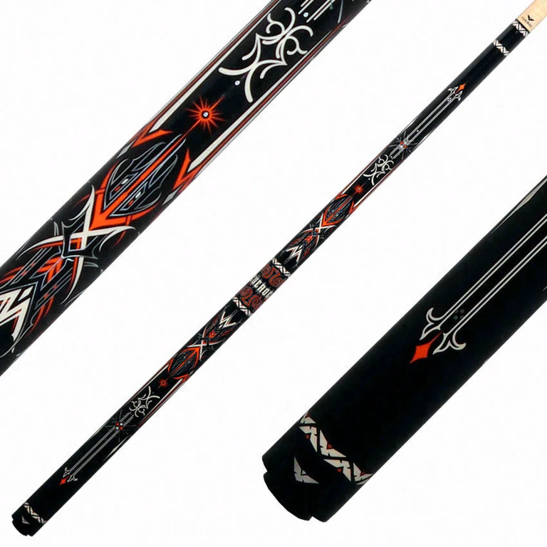 Cueroc Storm 1 Black and Orange Graphic No Wrap Pool Cue