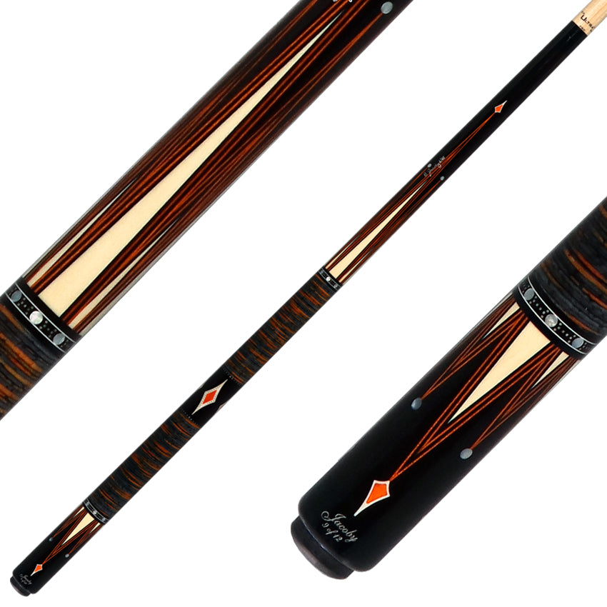 Jacoby Custom Orange Raven Pool Cue with Stacked Leather Wrap - 0917-52SWOR
