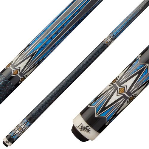 Dufferin D508 Pool Cue with Linen Wrap - Azure Wave 1