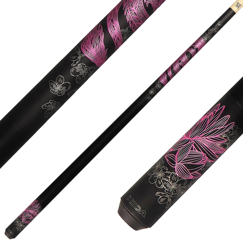 KODA KDV15PK No Wrap Pool Cue - Pink Dragon Graphic