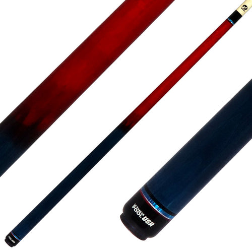 Viking UPUSA002 Ultimate Pool USA Range Series No Wrap Pool Cue- Crimson Red and Ocean Blue Faded Stain 1