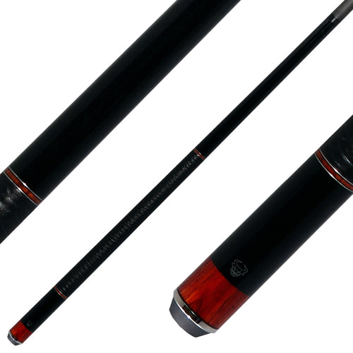 Bull Carbon Black with Cocobolo Inlays Play Cue with Textured Leather Wrap 1