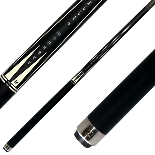 Little Monster LMPQ1SW No Wrap Play Cue with Carbon Fiber Shaft - Matte Black with White Points Graphic 1