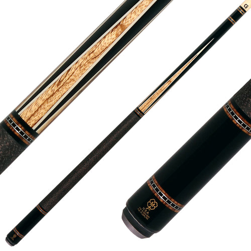 McDermott H652 H-Series Pool Cue - Black Urethane Forearm and Zebrawood Points with Irish Line Wrap 1