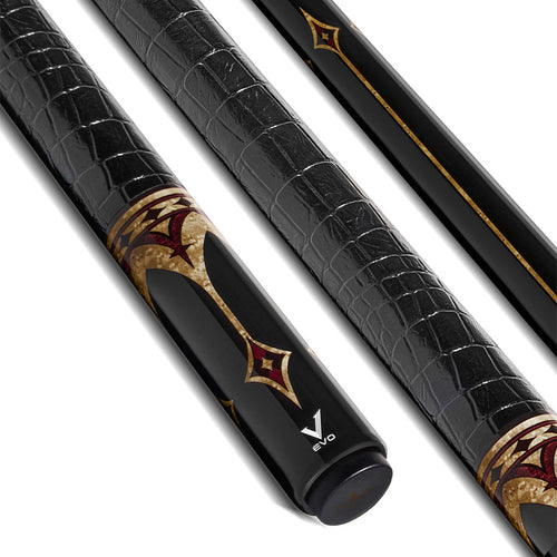 EVO Crown Royal Black Pool Cue with Black Crocodile Wrap 1